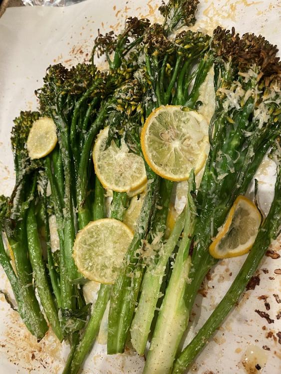 Roasted baby broccoli and lemon with crispy Parmesan from Dining In by Alison Roman