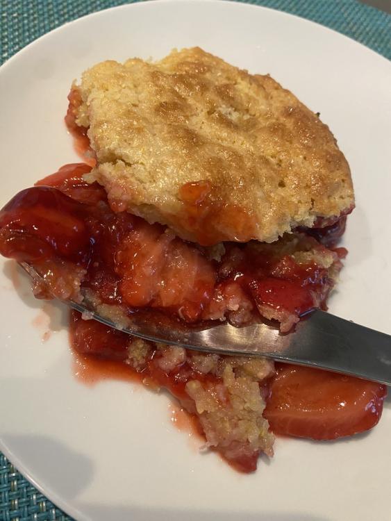 Strawberry short cake cobbler from Dining In by alison roman