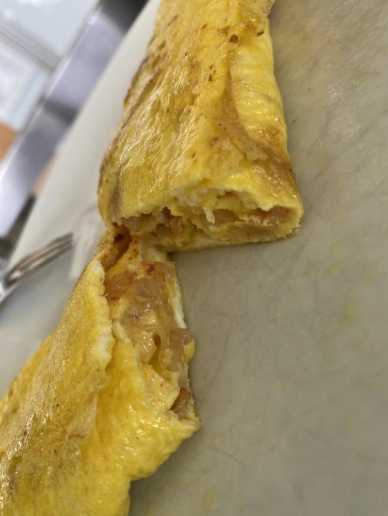 Crispy Kimchi and Cheddar Omelette