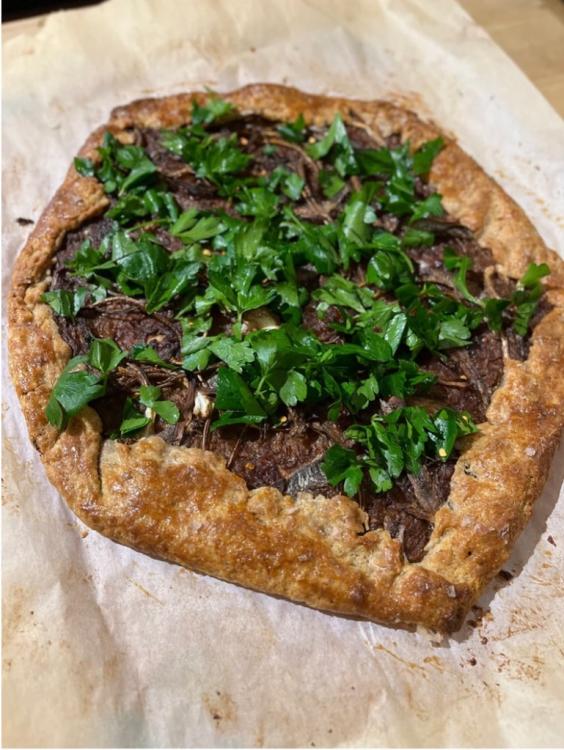 Caramelized onion and anchovy tart