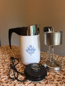 Corning Blue Cornflower 10 Cup Electric Percolator Coffee Pot WORKS  (for parts)