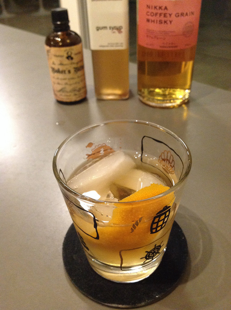 Old Fashionec with Nikka coffey grain Japanese whisky, gum syrup, Boker's and Angostura bitters #cocktail #cocktails #craftcocktails #whisky #japanesewhisky