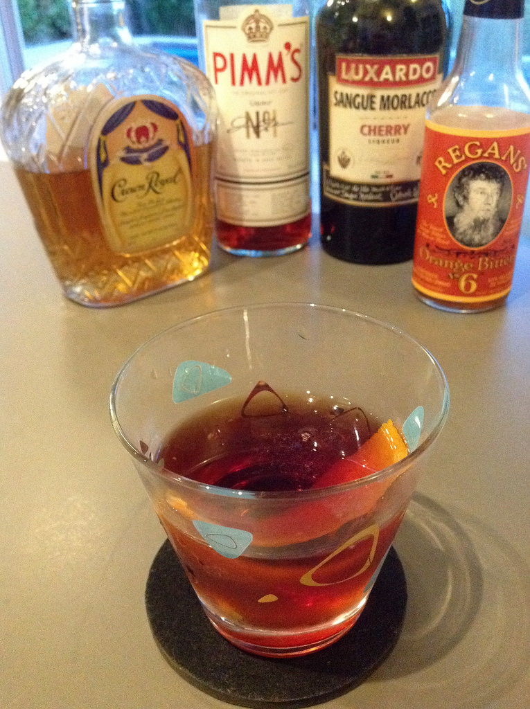 Do-Right (Jared Fischer via Gaz Regan) with Crown Royal, Pimm's No. 1 Cup, Luxardo cherry liqueur, Regan's orange bitters #cocktail #cocktails #craftcocktails #101bestnewcocktails #whiskey