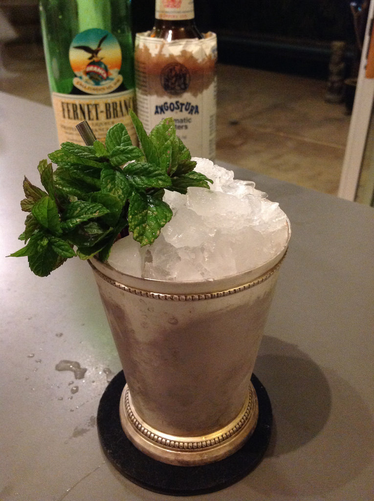Magic Julep (Giuseppe González) with mint and equal parts Fernet-Branca, Angostura bitters, simple syrup #cocktail #cocktails #craftcocktails #julep #fernet #fernetbranca #mint