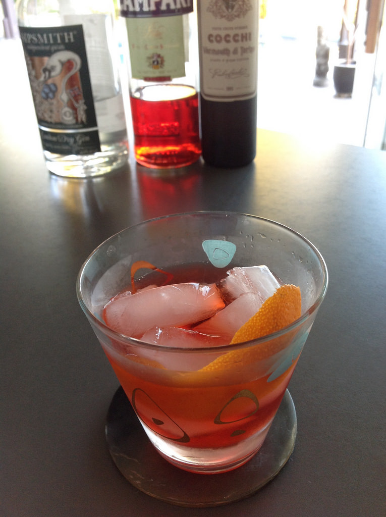 Negroni with Sipsmith London dry gin, Campari, Cocchi vermouth di Torino #cocktail #cocktails #craftcocktails #negroni #gin #campari