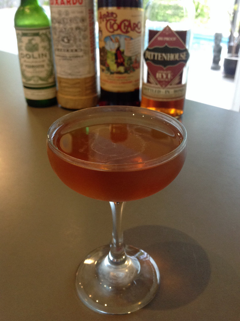 Brooklyn a la Death & Co with Rittenhouse 100 rye, Dolin dry vermouth, Amaro Ciociaro, Luxardo maraschino #cocktail #cocktails #craftcocktails #rye #whiskey #deathandco