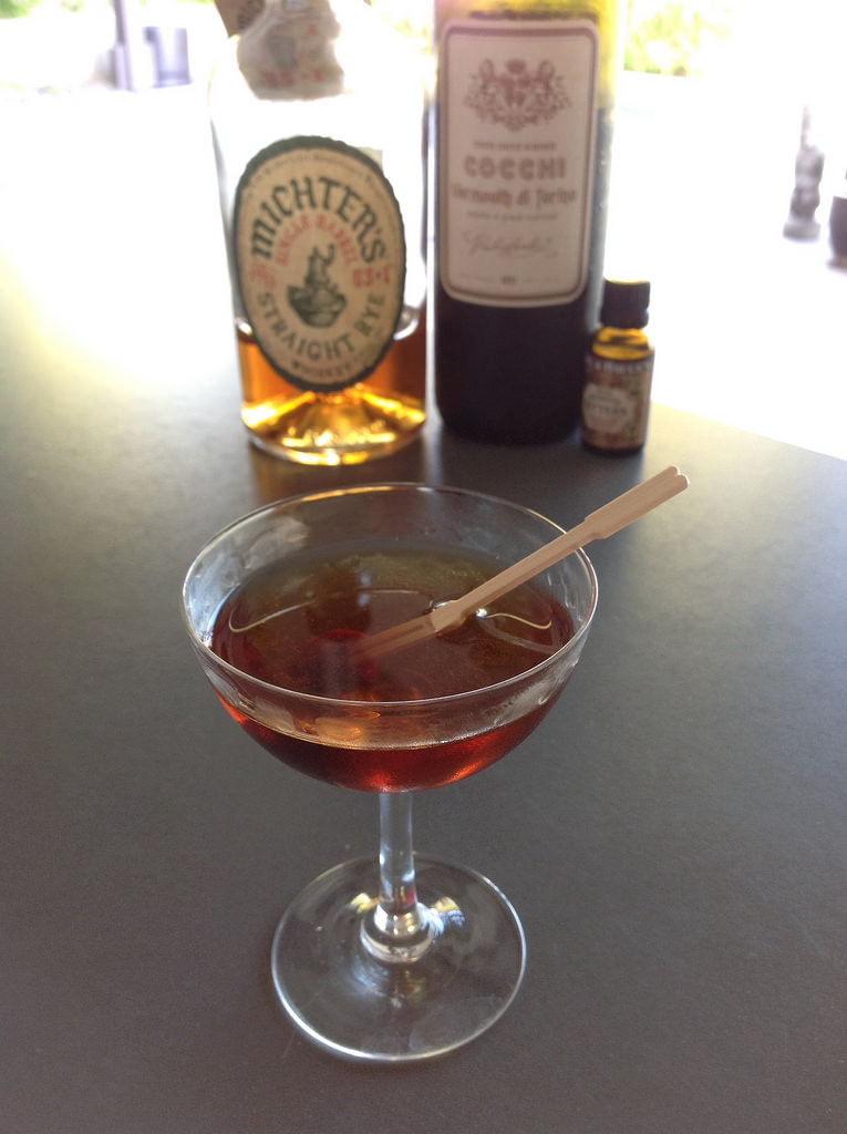 Manhattan with Michter's straight rye whiskey, Cocchi vermouth di Torino, Berg & Hauck's Old Time aromatic bitters #cocktails #cocktail #craftcocktails #manhattan #rye #whiskey