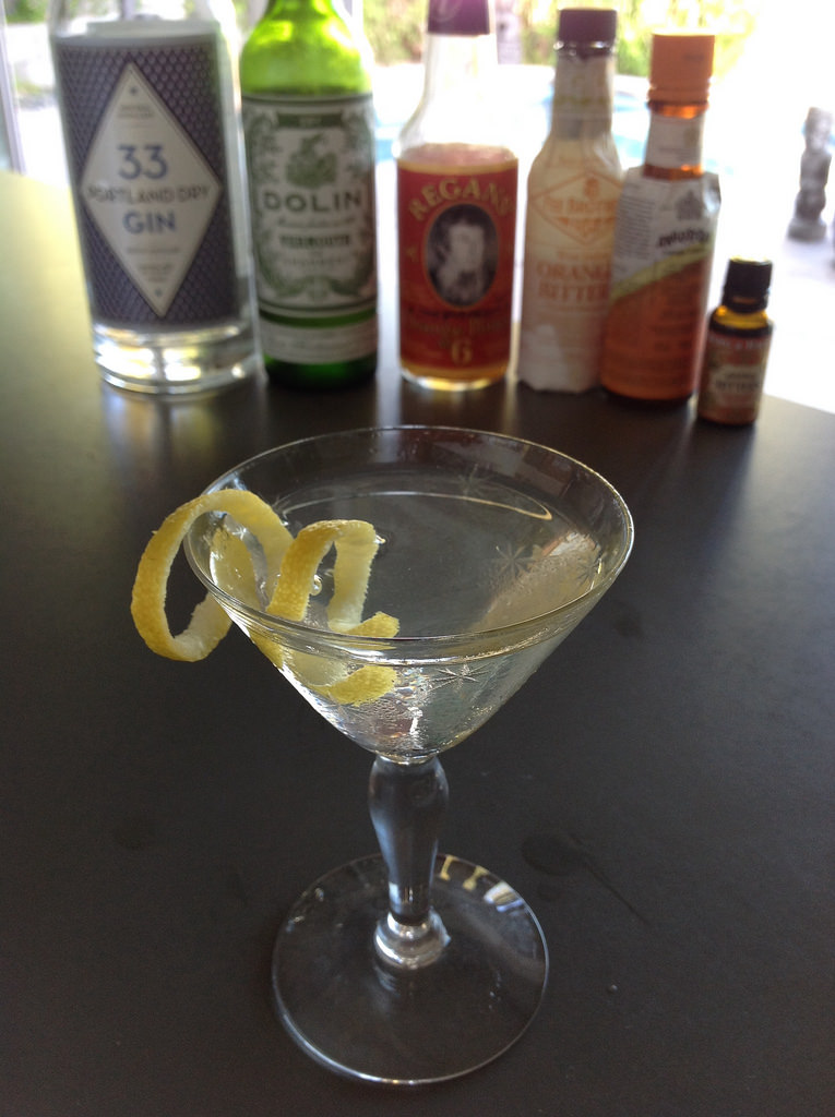 2:1 Martini with 33 Portland dry gin; Dolin dry vermouth; Regan, Fee, Angostura, Berg & Hauck orange bitters #cocktails #cocktail #craftcocktails #martini #gin