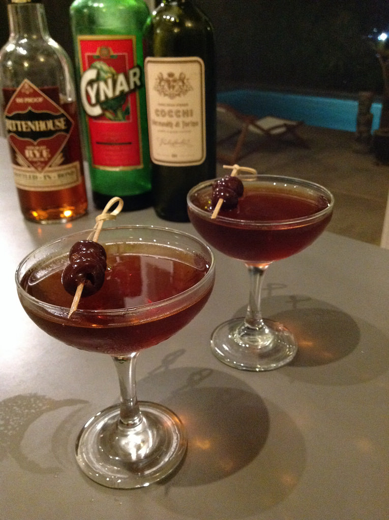 Little Italy (Audrey Saunders) with Rittenhouse rye, Cocchi vermouth di Torino, Cynar, brandied French griotte cherries