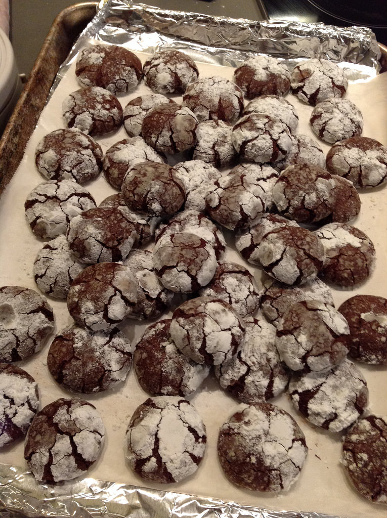 Snowy-topped brownie drops
