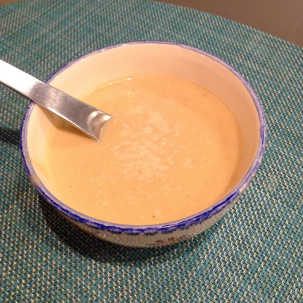 Cream of (orange) cauliflower soup with parmesan