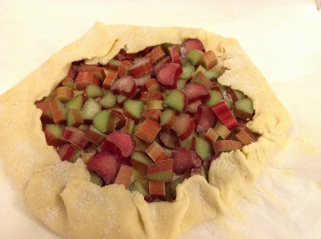 Rustic rhubarb tart with frangipane