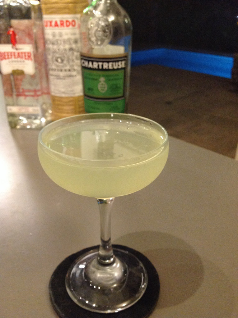 Last Word with 3/4 oz Beefeater London dry gin, 3/4 oz lime juice, 3/4 oz green Chartreuse, 3/4 oz Luxardo maraschino liqueur #cocktails #cocktail #craftcocktails #gin #chartreuse #maraschino #lastword