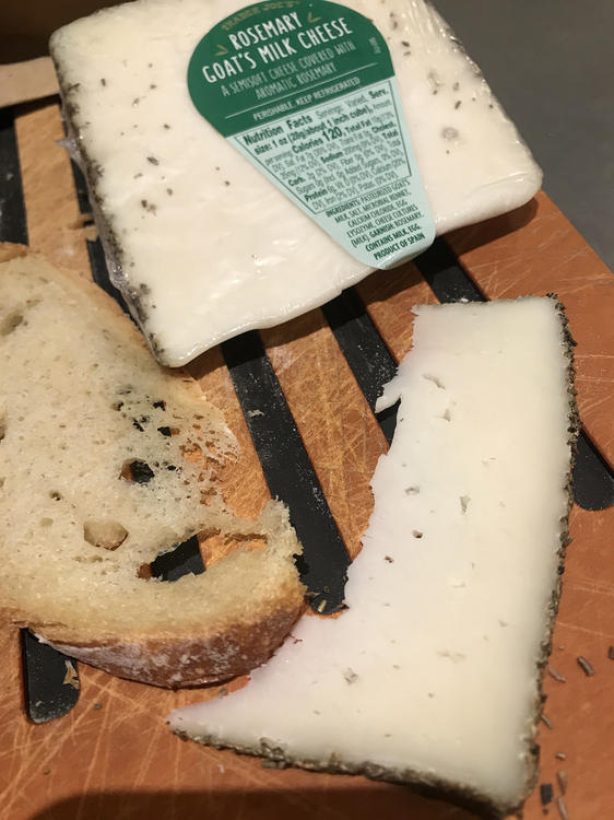 Cheeses from Trader Joe’s: rosemary goat milk cheese from Spain