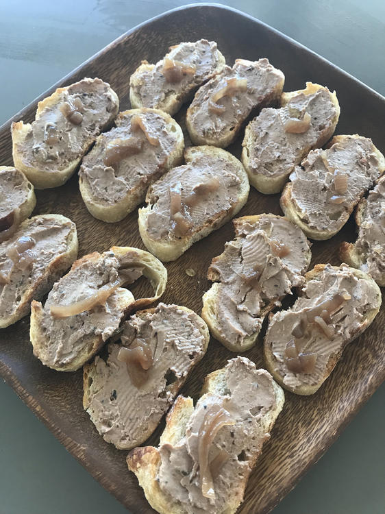 Chicken liver truffle mousse pâté (Trader Joe’s) with homemade red onion & sherry marmalade