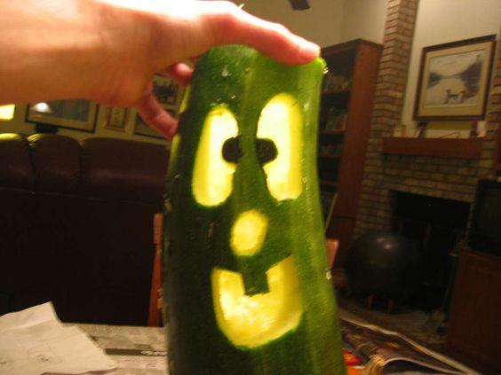 Carve a zucchini for Halloween!