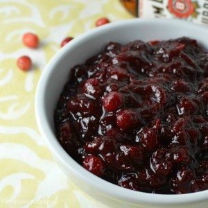 Homemade Cranberry Sauce with Bourbon Whiskey and Brown Sugar. Boozy Cranberry Sauce Recipe for Thanksgiving!