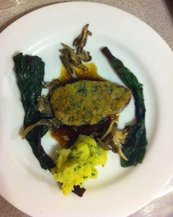 06 - Beef with bone marrow crust, Chard stuffed with oxtail, Bordelaise sauce, Chive potatoes and Maitake mushrooms.jpg