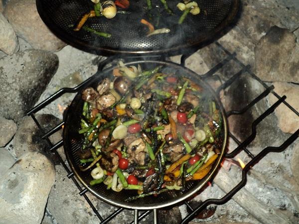 Campfire grilled chicken salad over the fire.jpg