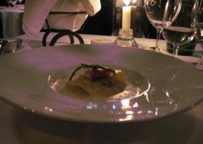 RESTAURANT LA PORTE, MONTREAL - Oyster ravioli, cabbage, ham, duck foie emulsion.jpg