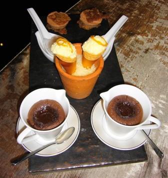 Sra Bua - Chocolate fondant, White Chocolate and Orange Cones and Milk Chocolate Sandwich.JPG