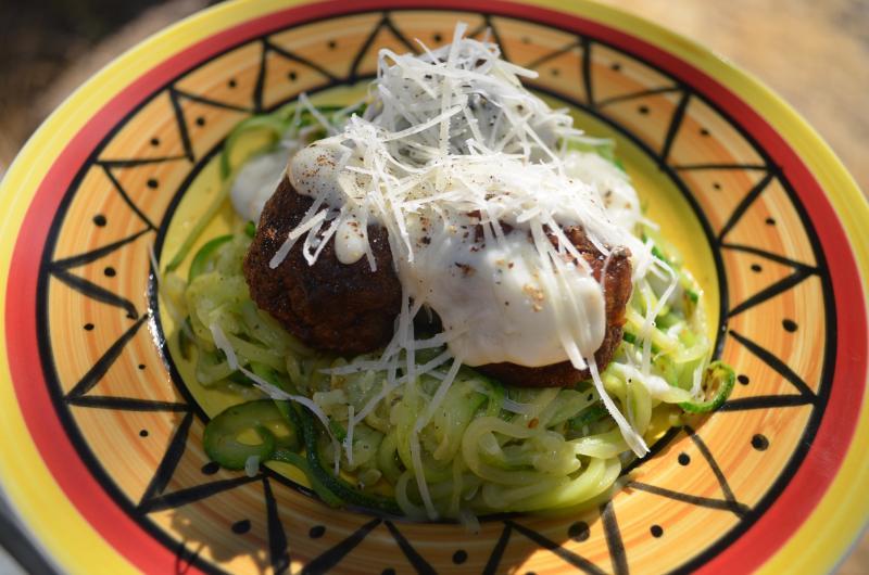 meatballs on a bed of zuc noodles.JPG