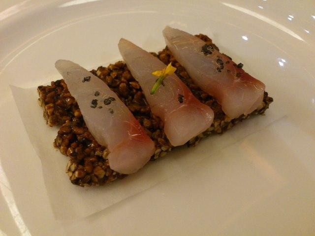 Cracco - Bream sashimi on hazelnut sheet...jpg