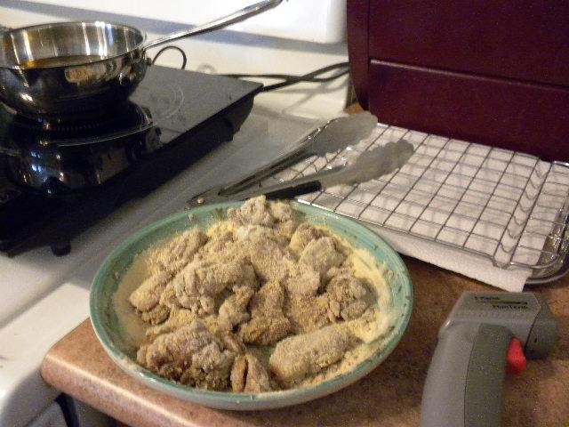 set up for frying karaage.JPG