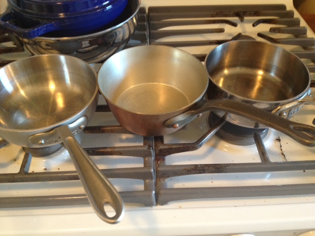 4) All-Clad Stainless Steel Sauce Pans; 4Qt, 3Qt, 2Qt and 1Qt With