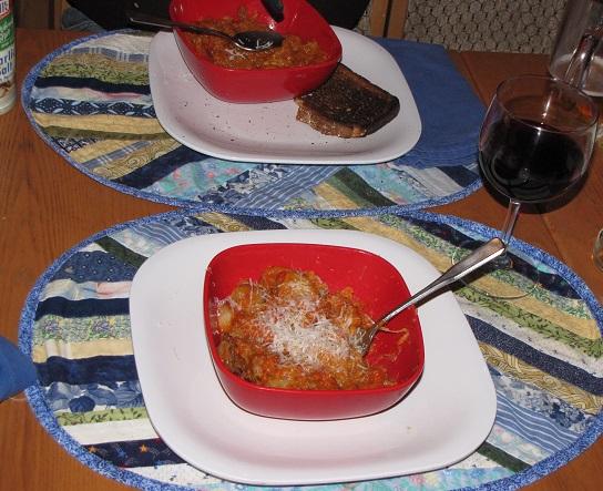 Spag squash with vodka sauce dinner with burnt toast.jpg