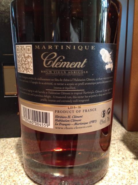 rum rhum from windjammer trip 5 Clement 15yo back.JPG