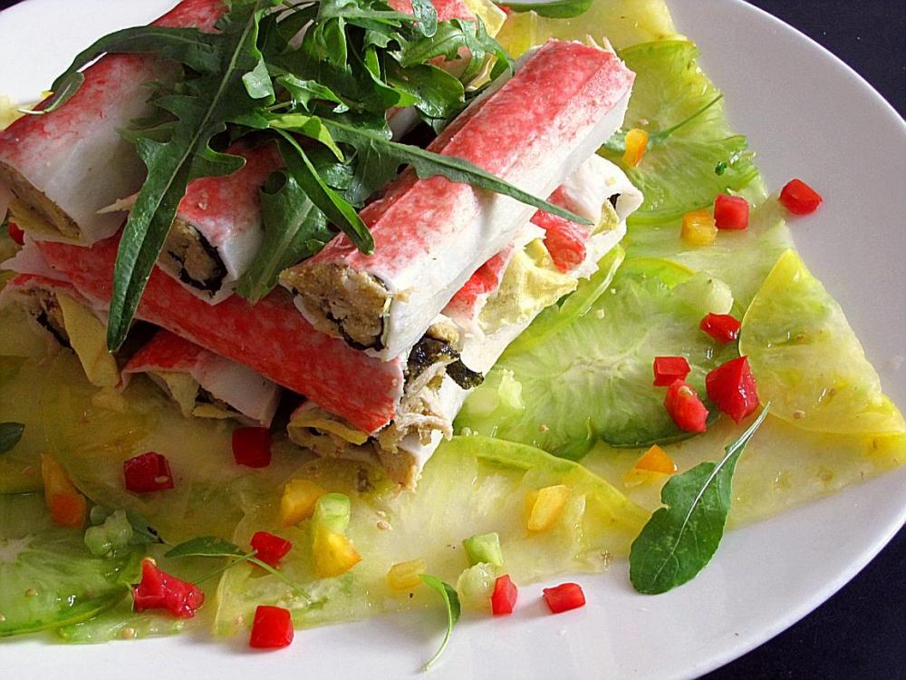 Crabmeat Roulades on a Carpet of Homegrown Tomatoes  2.jpg