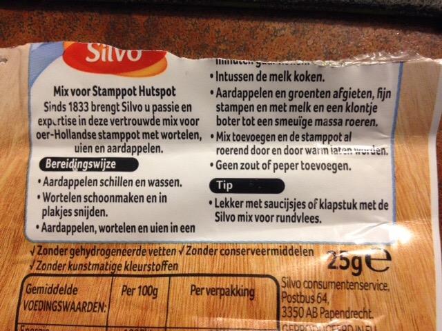 Silvo Spice Mix - Stamppot Hutspot 25g - The Dutch Shop