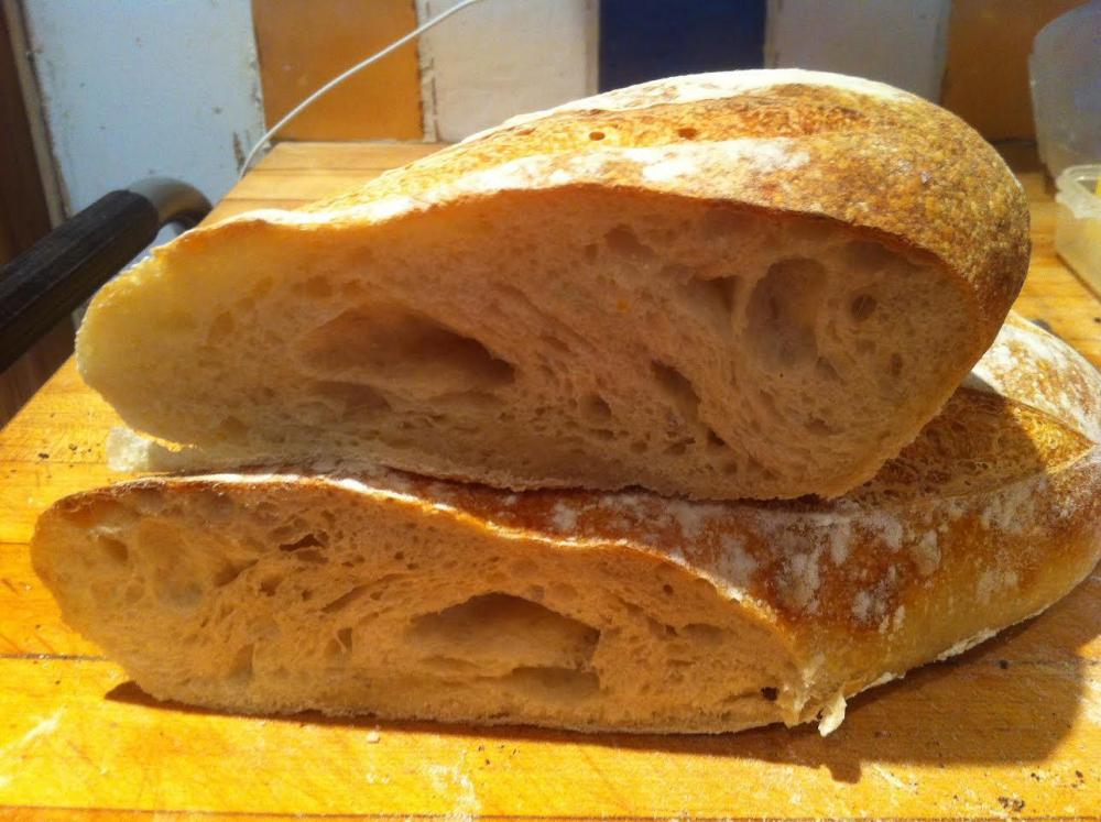 Sourdough loaf crumb first try 2 Apr 17.jpg