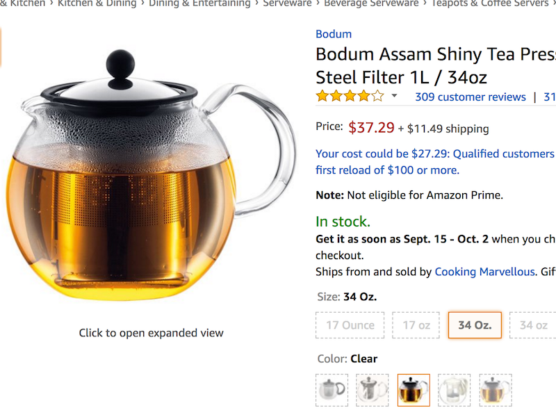 BODUM Assam Tea Press w/ Stainless Steel Filter - 34 oz - The Tree & Vine