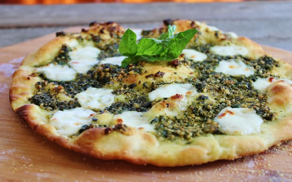 Walnut Pesto and Mozzarella Pizza with Proseco Crust - Copy.JPG