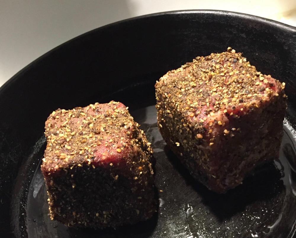 steak cubes on griddle.jpeg