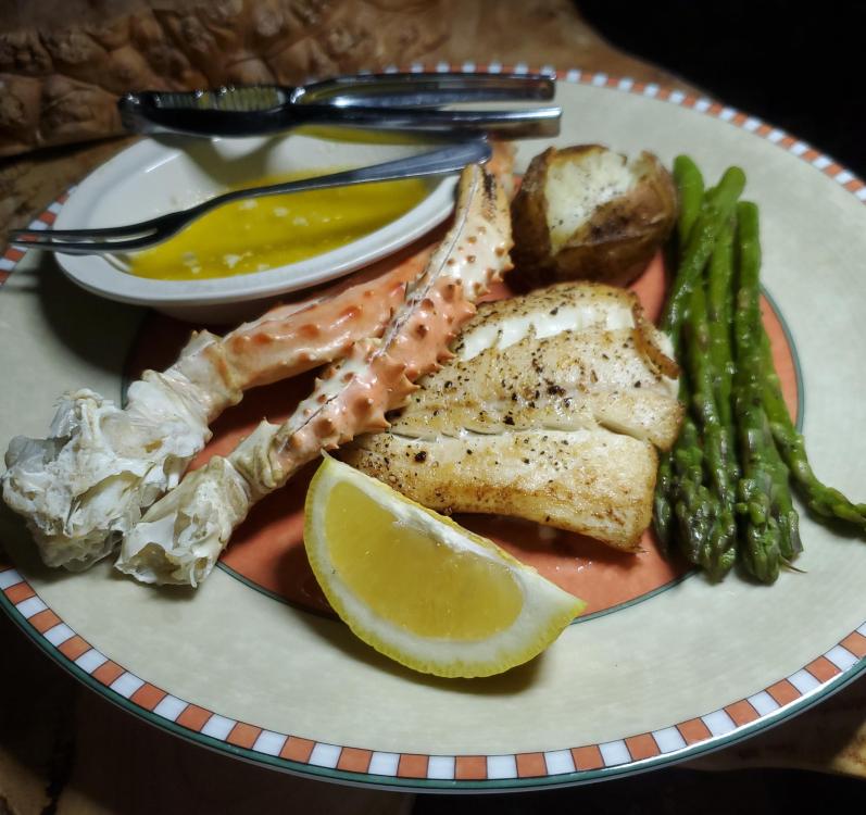 First Halibut of the Season with Crab Legs March 16th, 2022.jpg