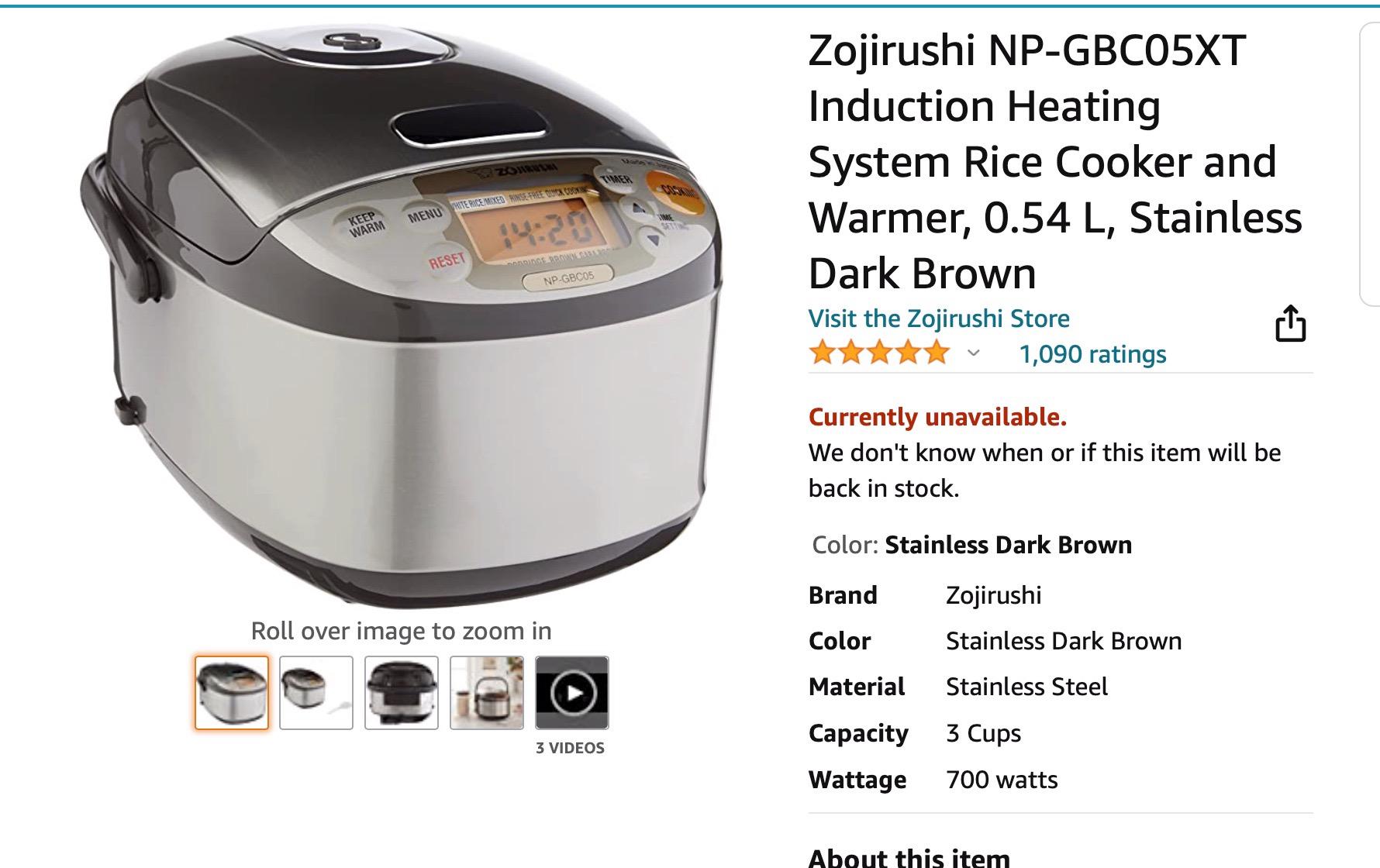 Zojirushi 3-Cup Induction Heating System Rice Cooker & Warmer