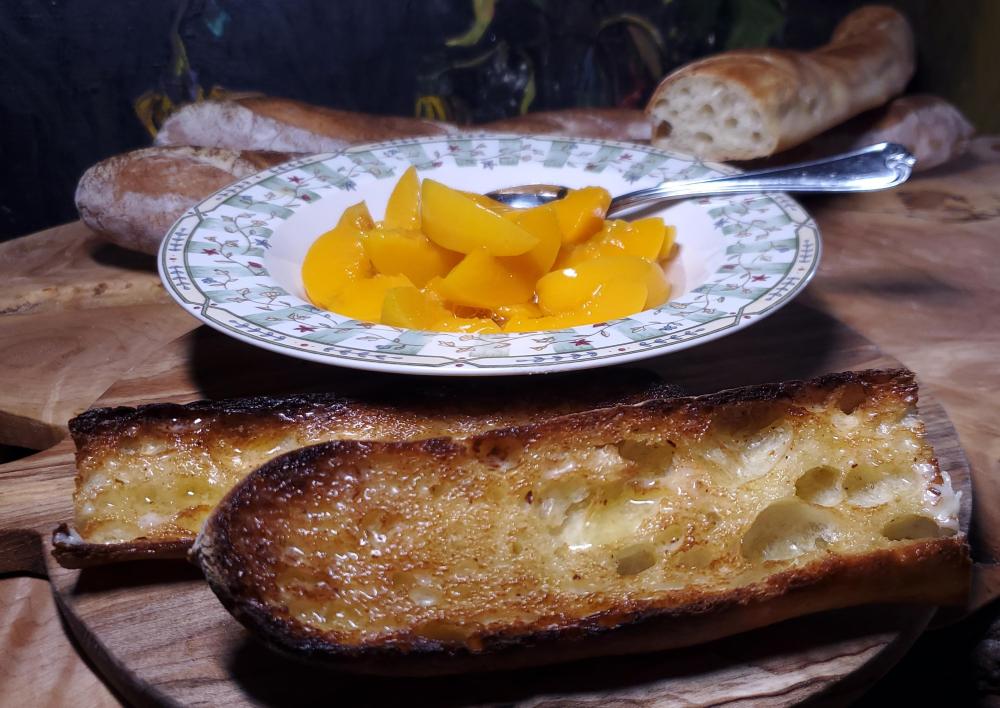 Toasted Baguette with canned peaches May 20th, 2022.jpg
