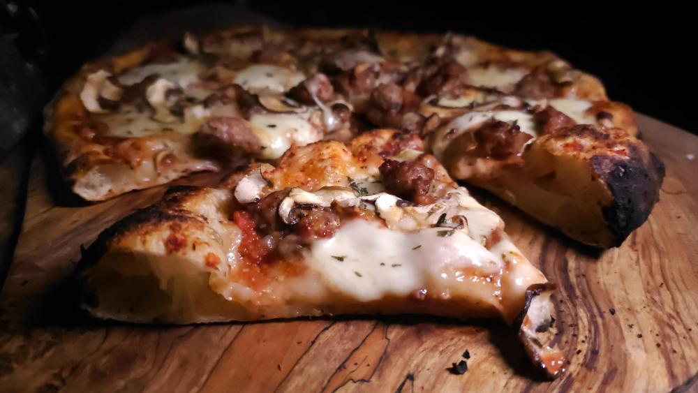 Italian Sausage and Mushroom Pizza 6 day dough April 16th, 2024.jpg