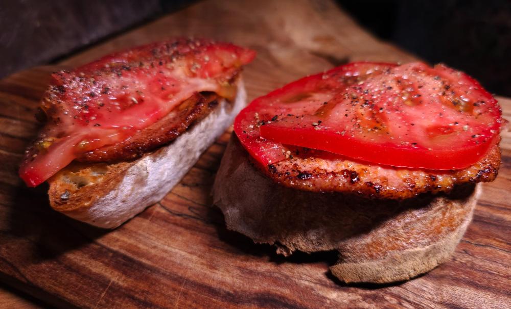 Peameal Bacon and Tomatoes on toast May 18th, 2024.jpg