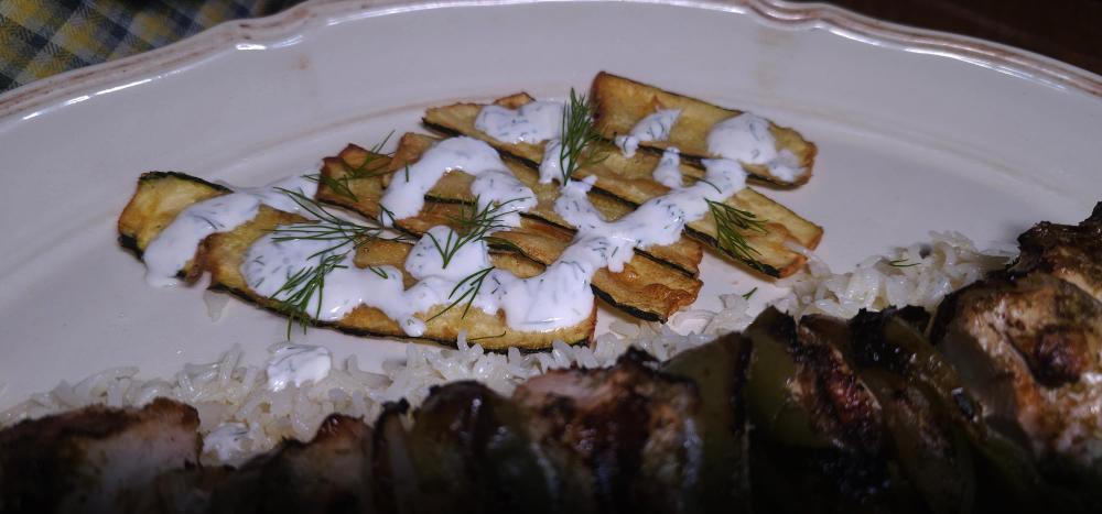 Chicken Souvlaki with fried zucchini with a yogurt sauce June 23rd, 2025 1.jpg